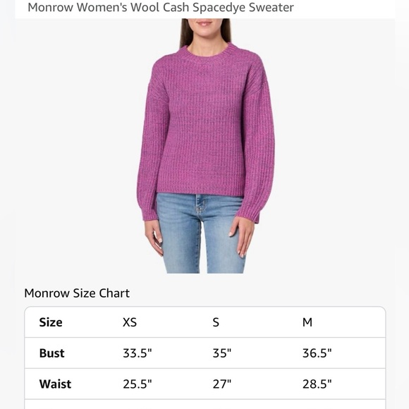 Monrow Women's Wool Cashmere Spacedye Sweater Acai MONROW – Medium – NWT - Picture 7 of 8